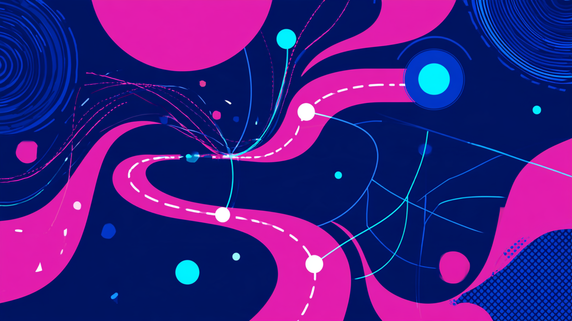 Abstrakte Visualisierung: Journey-Wegpunkte konvergieren und verzweigen